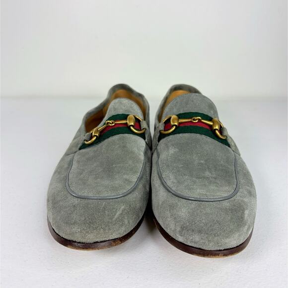 Gucci Loafers Suede Shoes Men’s UK 7.5 US 8 EU 42.5 Green Gray Horsebit Brixton - Picture 2 of 14